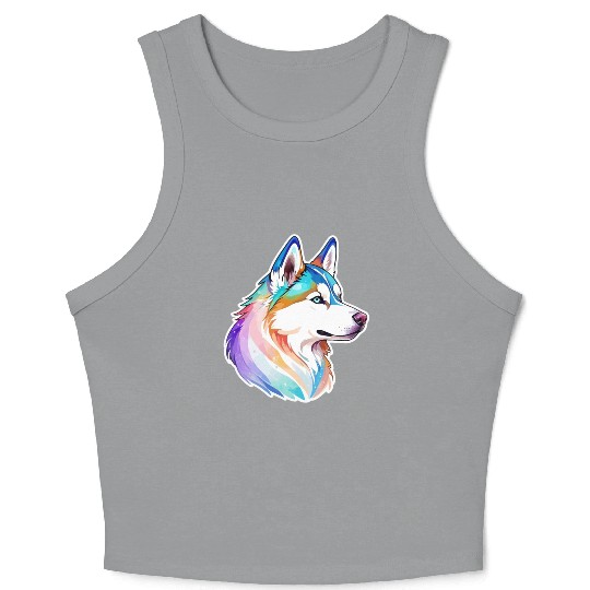 Siberian Husky Watercolor Crop Tank Top