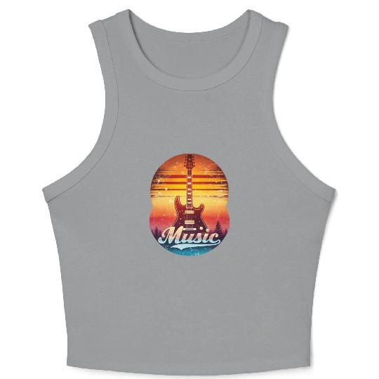 Music Guitar Sunset Vintage Style Streetwear Crop Tank Top