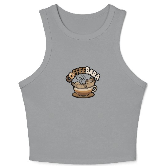 Coffeebara Capybara Coffedrinker Crop Tank Top