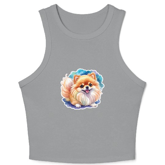Pomeranian Watercolor Crop Tank Top