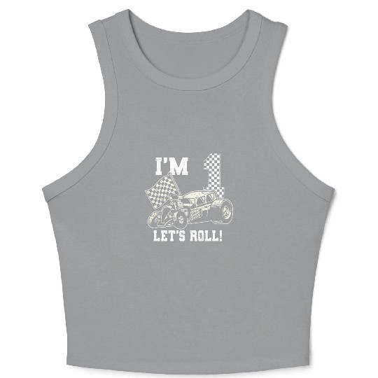 Kids Race Racing 1st Birthday Boy 1 One Toddler Crop Tank Top
