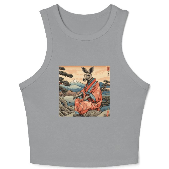 Retro Kangaroo Prank Design Crop Tank Top