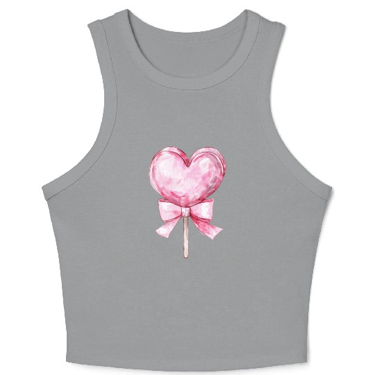 Lollipop with a pink bow Crop Tank Top