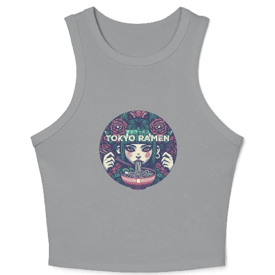 Tokyo ramen,punk girl having ramen Crop Tank Top
