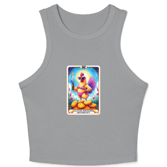 Funny Chicken Tarot Card, FAFO, Hilarious Crop Tank Top