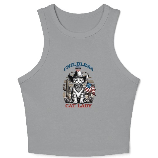 VOTE Like a Childless Cat Lady Funny Voting Kamala Crop Tank Top