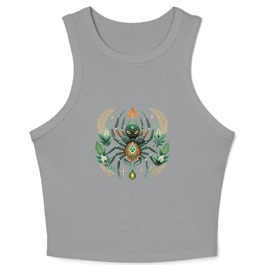 Magic black spider pet of mysterious witch, Crop Tank Top