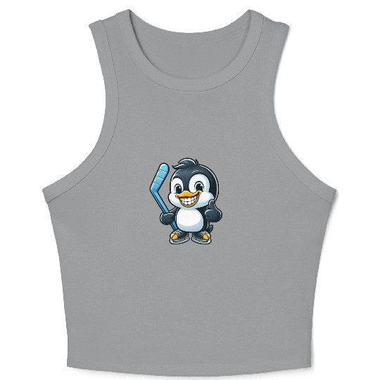 Penguin hockey player funny hockey design Crop Tank Top