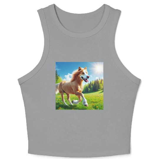 The golden retriever-horse Crop Tank Top