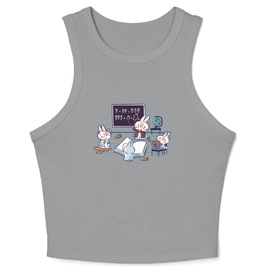 Bunnies Math, Funny Back To School Crop Tank Top