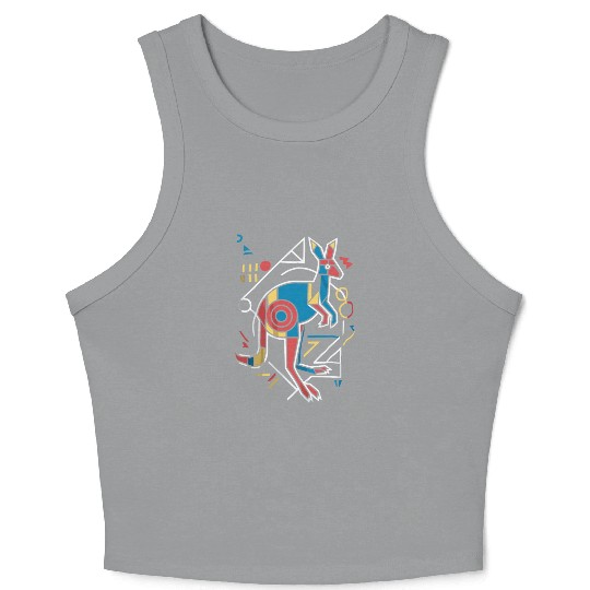 Geometric Kangaroo Art Colorful Abstract Crop Tank Top