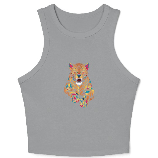 Colorful Geometric Jaguar Illustration Crop Tank Top