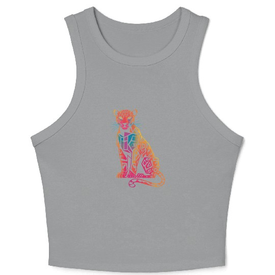 Colorful Geometric Jaguar Artwork for Bold Crop Tank Top