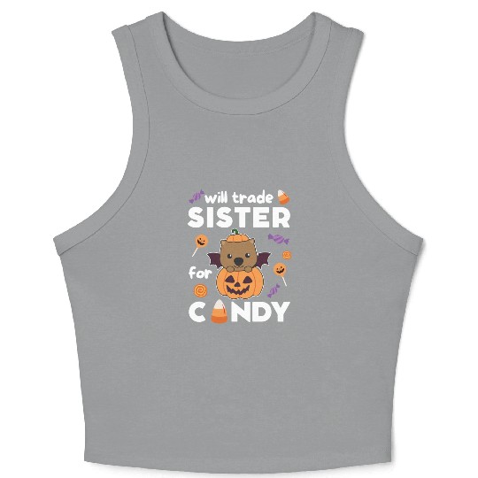 Wombat Halloween Trade Sister For Candy Crop Tank Top