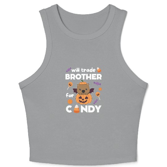Wombat Halloween Trade Brother For Candy Crop Tank Top