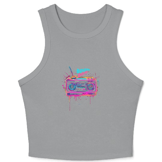 boombox 80s music Crop Tank Top