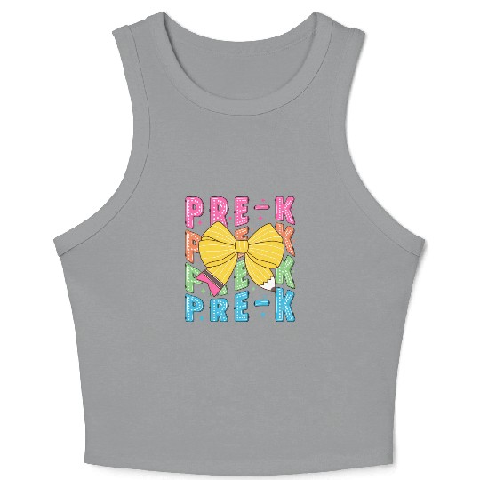 Retro Coquette Pre-K Teacher Student Funny Back To Crop Tank Top
