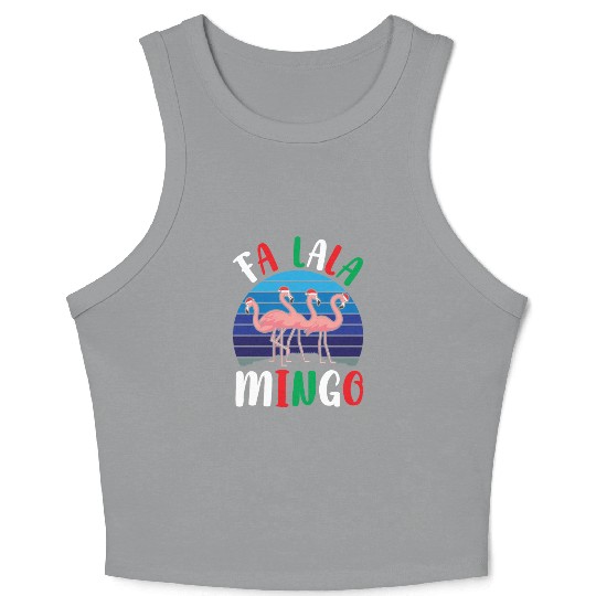 Candy Cane Flamingoes Fa La La Mingo Flamingo Crop Tank Top