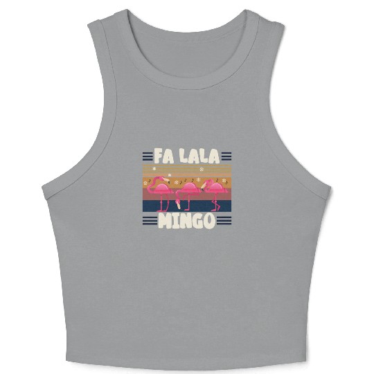 Candy Cane Flamingoes Fa La La MINGO Flamingo Crop Tank Top