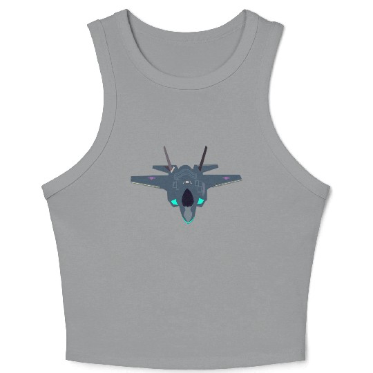 Stealthy F-35 Fighter Jet Design Crop Tank Top
