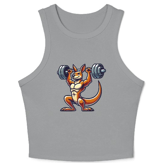 Kangaroo barbell gym fitness workout training Crop Tank Top