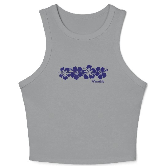 Honolulu Hawaii Hibiscus Flower Vacation Souvenir Crop Tank Top