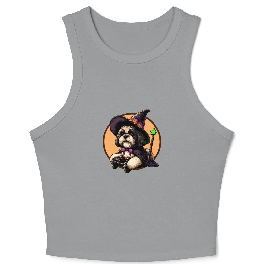 Shih Tzu dog as Wizard and loves Gaming Crop Tank Top
