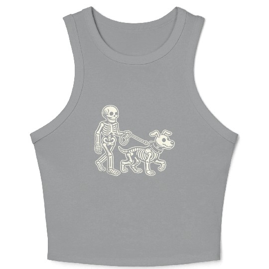 Skeleton Leads Dog Funny Skull Pet For Halloween C Crop Tank Top