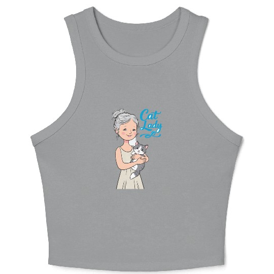 cat lady Crop Tank Top