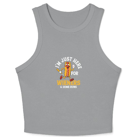 I'm Just Here For Wieners & Home Runs Baseball Spo Crop Tank Top