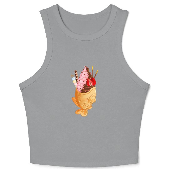 Strawberry & Chocolate Taiyaki with Mochi & Pocky Crop Tank Top