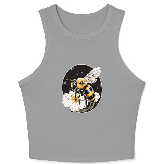 Bumble Bee on a Flower in a Bubble Crop Tank Top