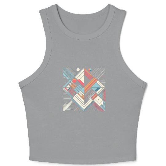 Retro Geometric Shapes 80s 90s Style 4 Crop Tank Top