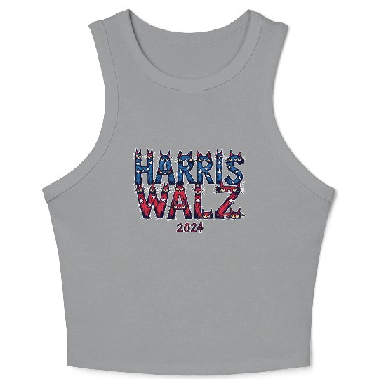 Harris Waltz 2024 Election Funny Cat Kamala Crop Tank Top