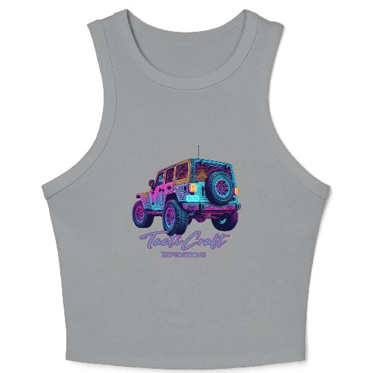Jeep rear view topographical Crop Tank Top