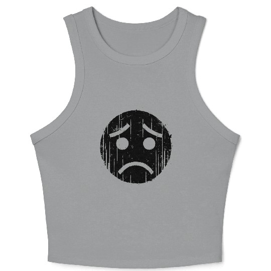 Sad Emoticon Crop Tank Top