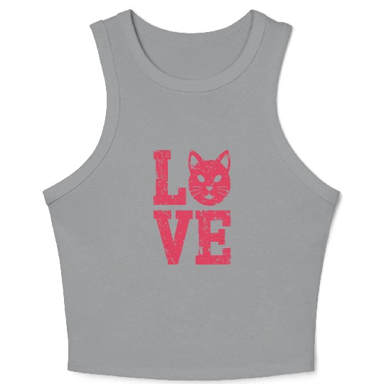 Love funny cat face Crop Tank Top