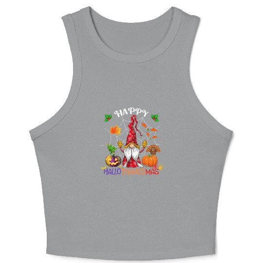 Happy HalloThanksMas Gnome Crop Tank Top