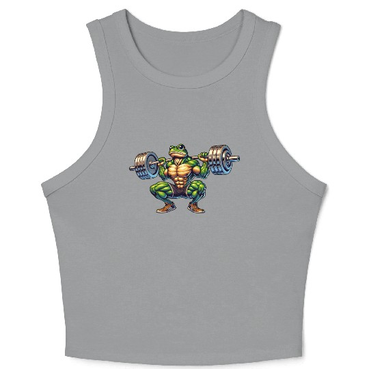 Frog Toad Fitness Barbell Gym Workout Training Crop Tank Top