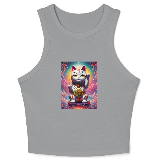 Maneki neko lucky cat Crop Tank Top