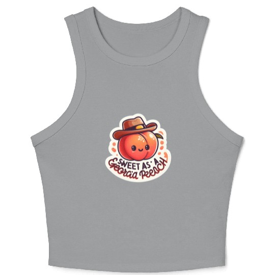 Sweet as a Georgia Peach Sticker Crop Tank Top