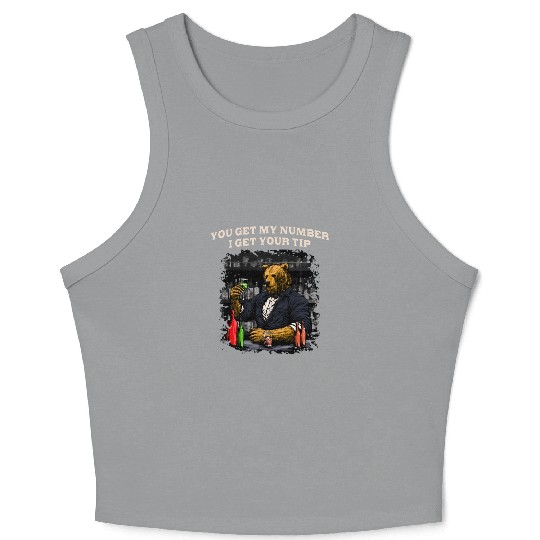 Get My Number I Get Your Tip Funny Bartender Humor Crop Tank Top