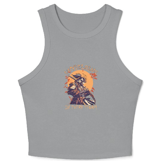 Unyielding In Every Storm Japanese Warrior Samurai Crop Tank Top