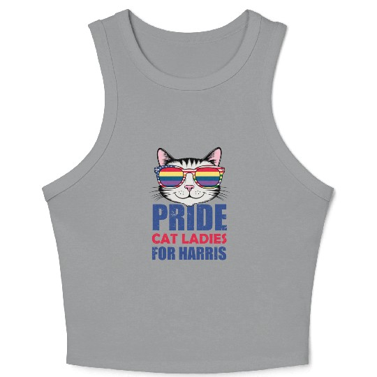 pride cat for harris america usa election Crop Tank Top