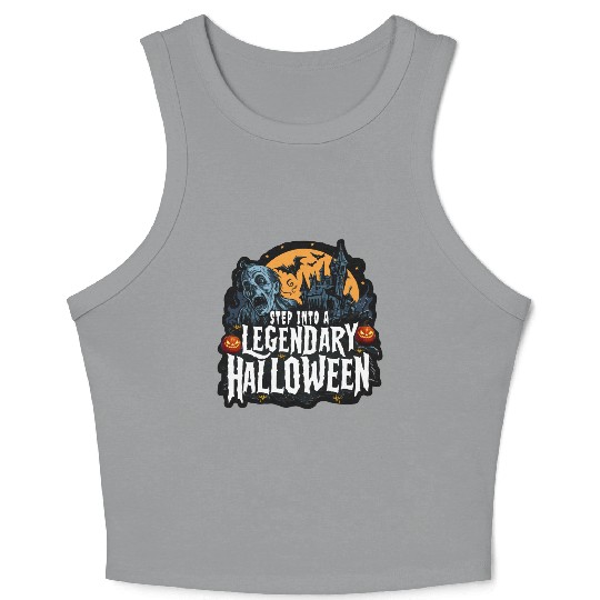 Spine Chilling Spooky Halloween Horror Design Crop Tank Top
