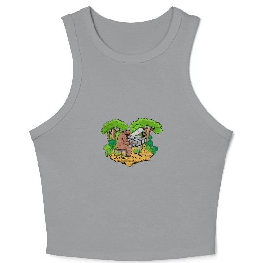 Grizzly Bear playing Grand Piano Nature Pianist Crop Tank Top