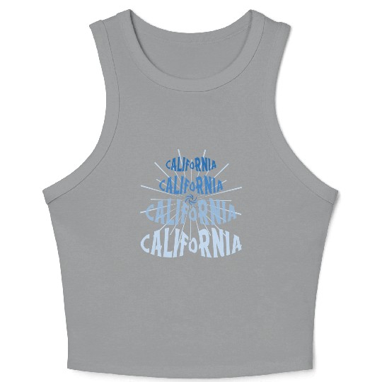 California West Coast Golden State Blue Graphic Crop Tank Top