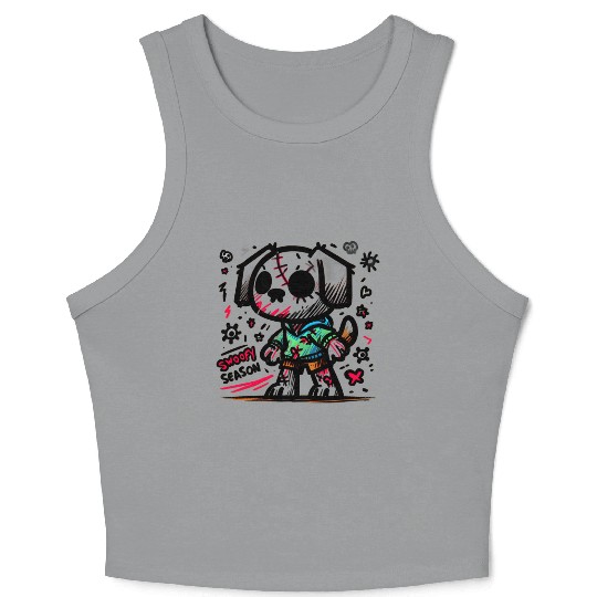 Spooky season zombie dog Crop Tank Top