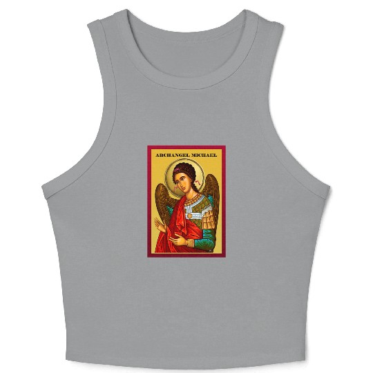 Archangel Michail Orthodox pray icon Crop Tank Top