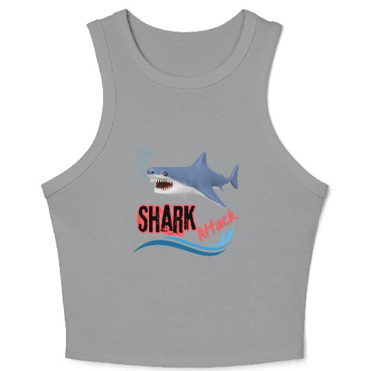 A different unique colorful shark attack design Crop Tank Top